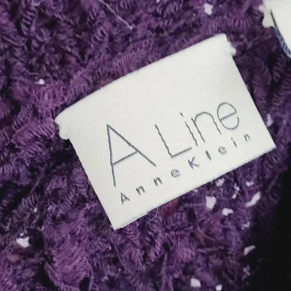 Anne Klein A Line Purple Cable Knit Sweater Acrylic Wool Blend L  11PT - Picture 4 of 8